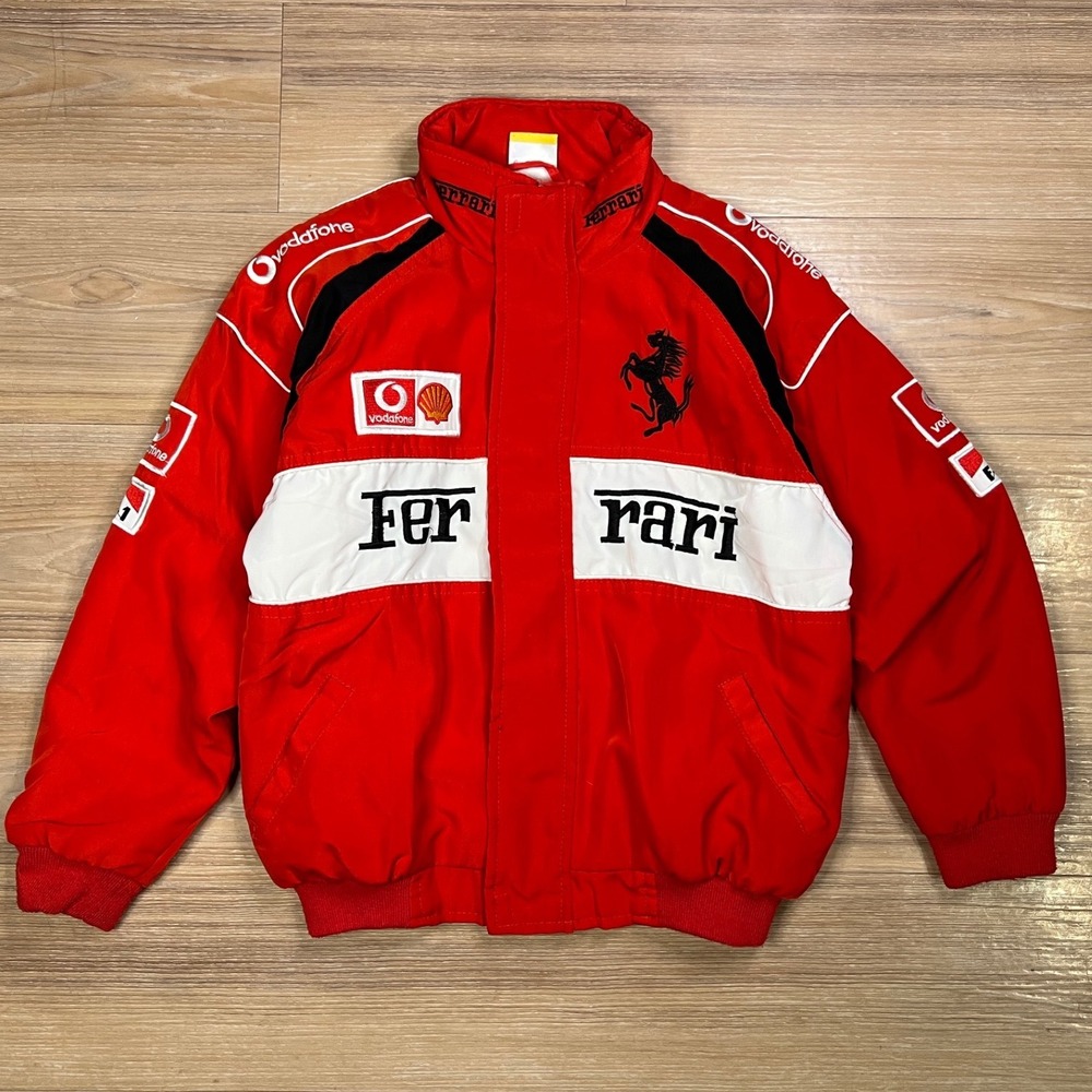Ferrari Mens Racing Jacket F1 Vodafone Shell Embroidered Red XL